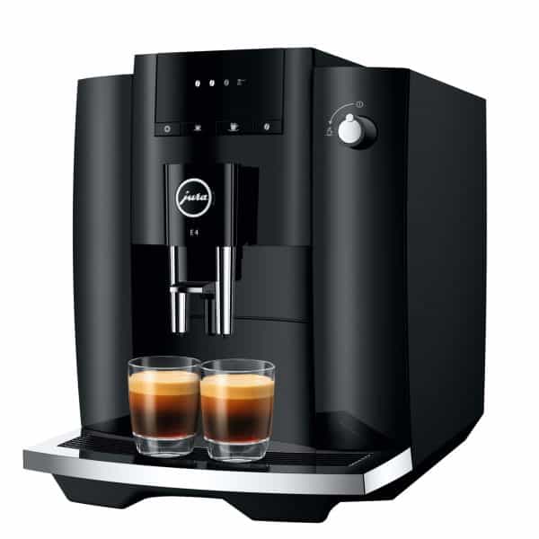 Jura E4 Piano Black mit zwei frischen Espressi – live bei Caffista