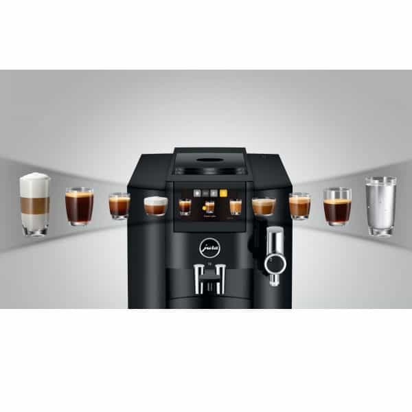 Jura S8 Piano Black mit Spezialitätenauswahl am Display