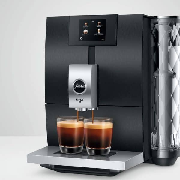 Zwei Espressi aus der Jura ENA 8 Aluminium Dark Inox