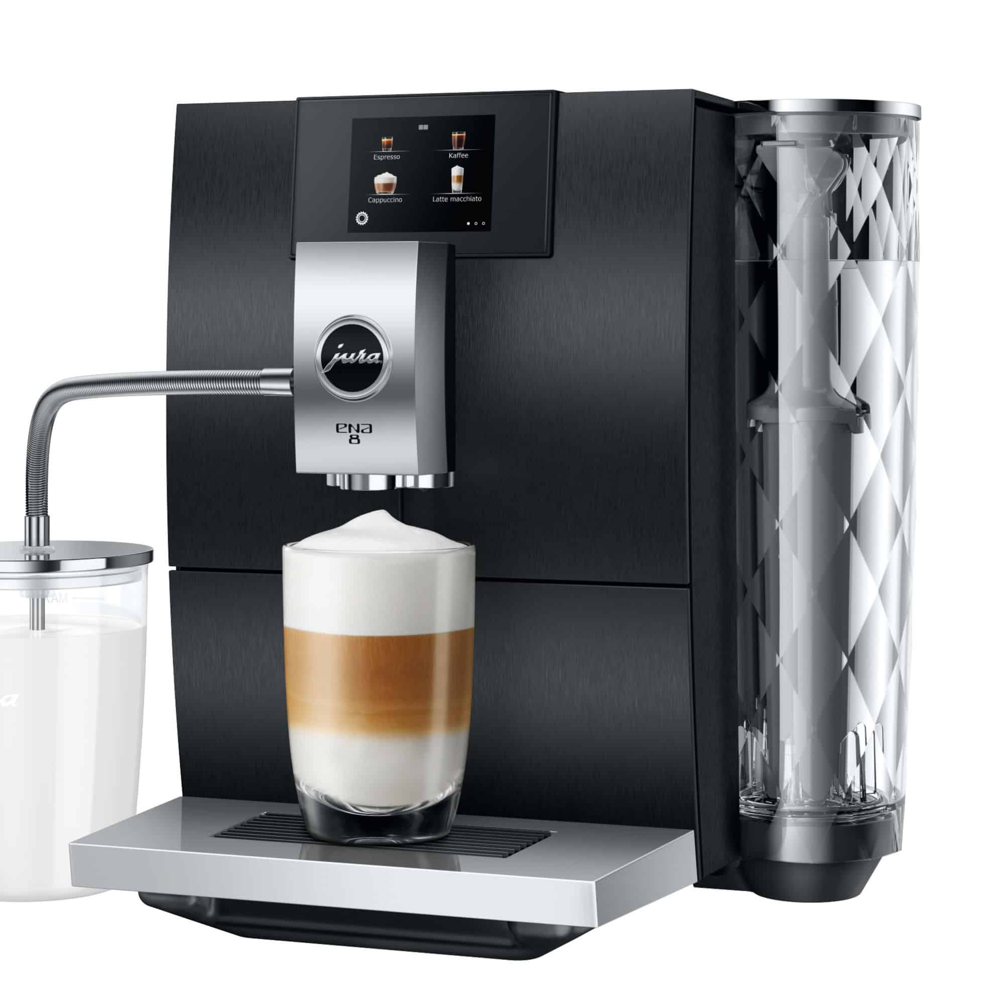 Milchgetränk-Zubereitung mit seitlichem Milchauslauf der Jura ENA 8