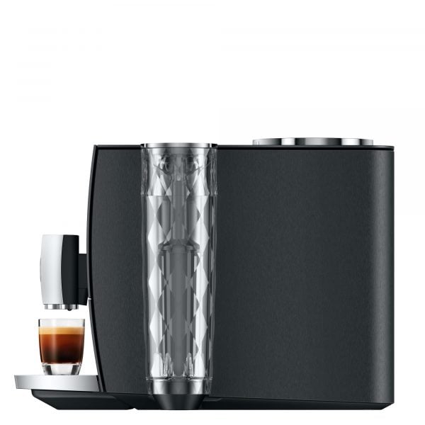 Seitenansicht der Jura ENA 8 Aluminium Dark Inox mit Tank