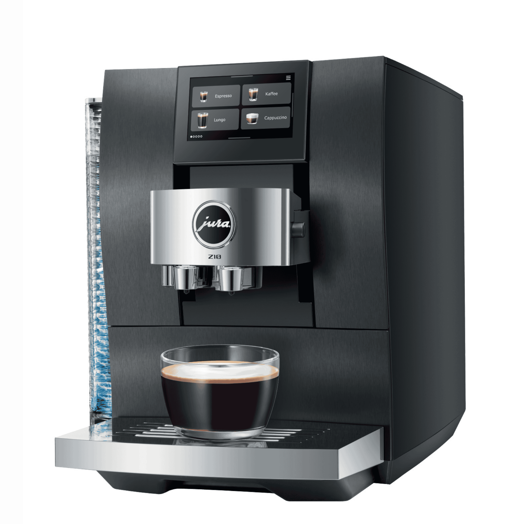 JURA Z10 Aluminium Black komplette Ansicht auf weißem Hintergrund