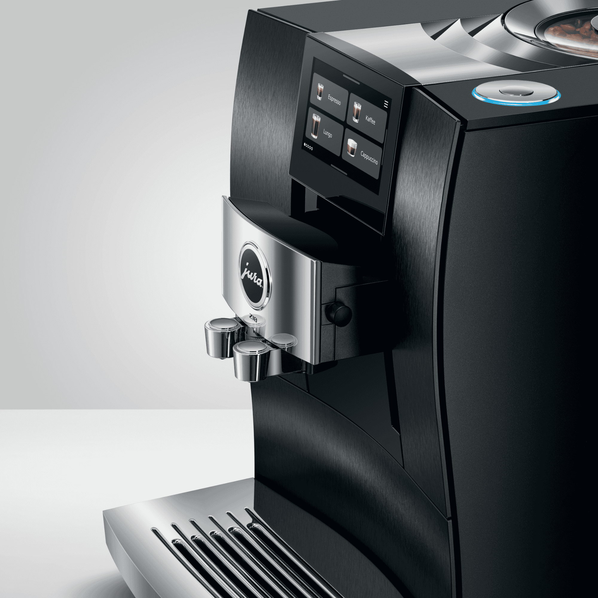 JURA Z10 Aluminium Black Seitenansicht mit Milchsystem bei Caffista Sindelfingen