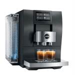 JURA Z10 Aluminium Black Frontansicht mit zwei Kaffeetassen