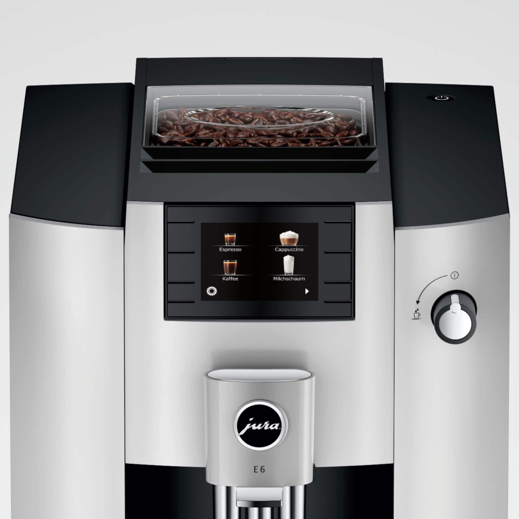 Jura E6 Platin mit Bohnenfach und Display – bei Caffista Sindelfingen