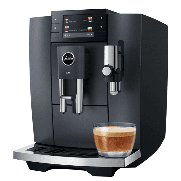 JURA E8 Cosmic Black ED Kaffeevollautomat mit Espresso Glas