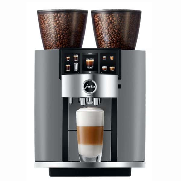 Frontansicht der JURA GIGA W10 mit zwei Bohnenbehältern
