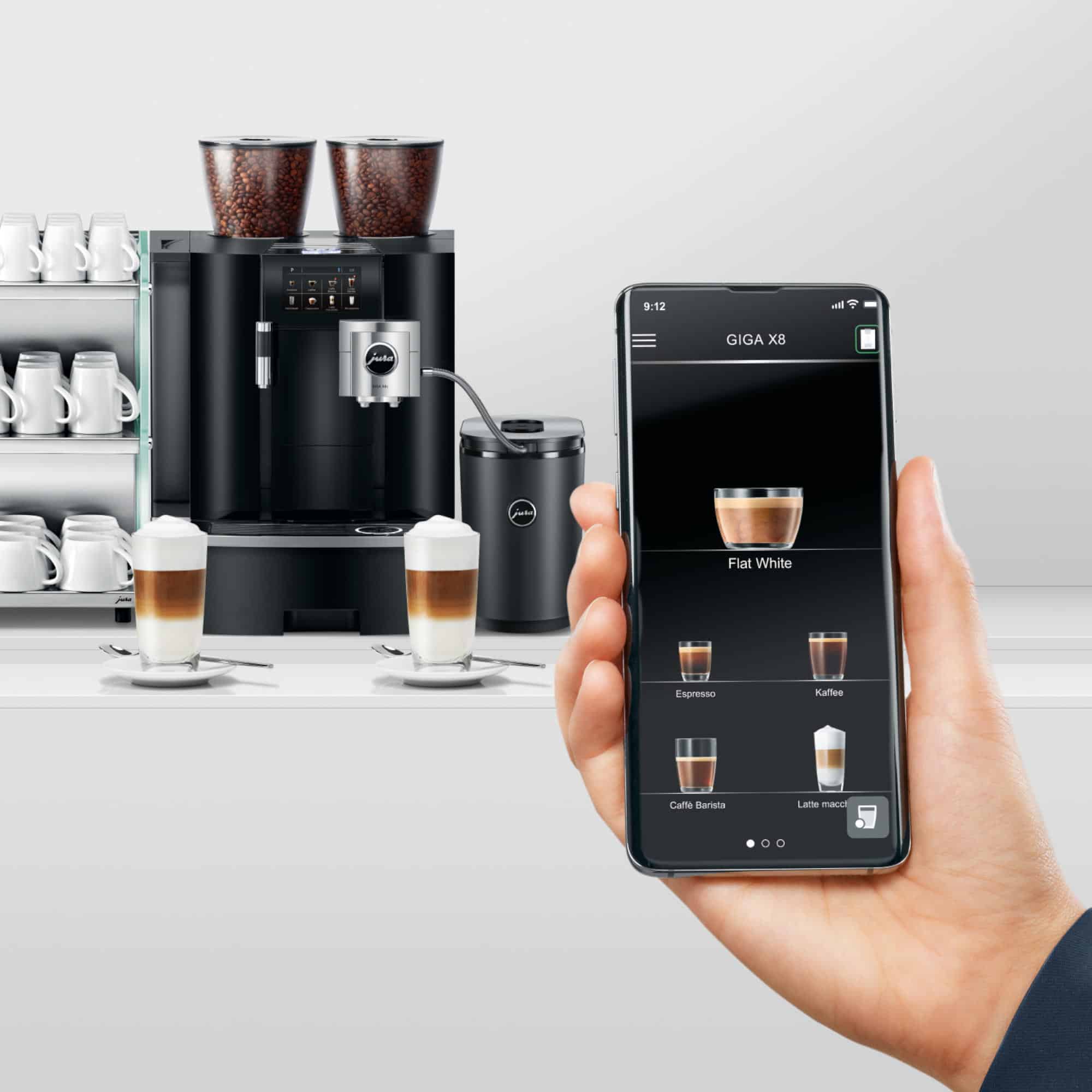 JURA GIGA X8 mit Latte Macchiato und Steuerung per Smartphone