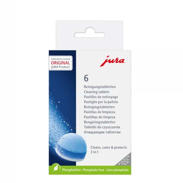 Jura Reinigungstabletten original 6er Pack – Vorderseite der Verpackung