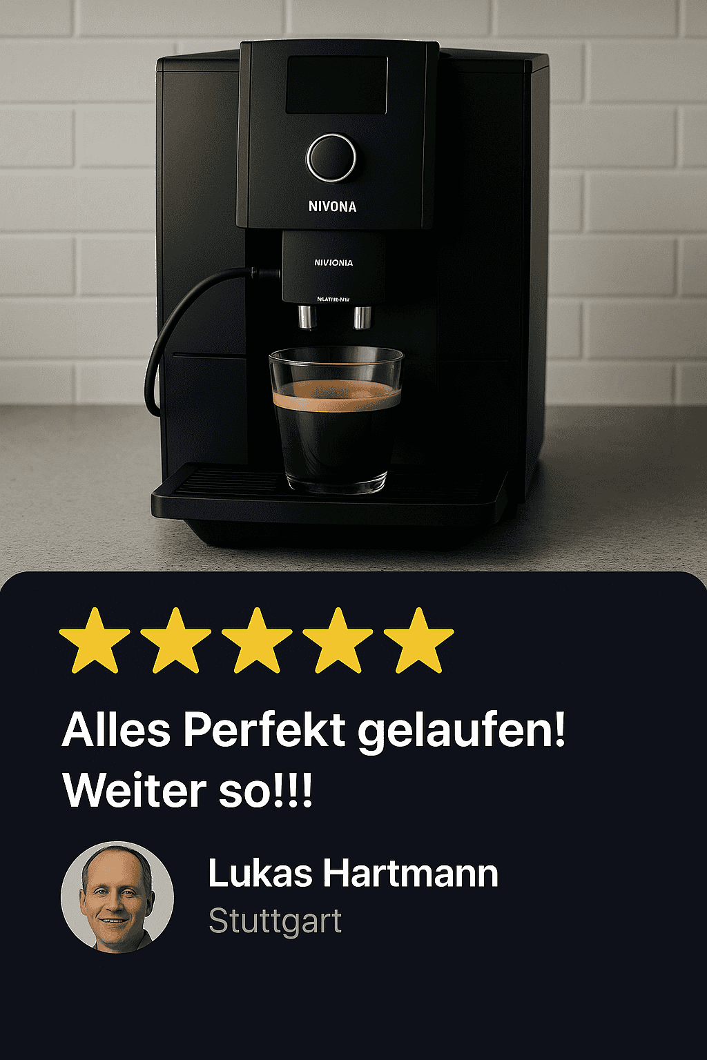 Bewertung Kaffeevollautomat kaufen von Likas Hartmann aus Stuttgart Nivona Kaffeevollautomat kaufen Rezension von Kunde aus Stuttgart