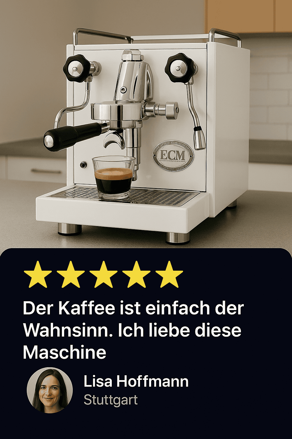 Frau Hoffmann ECM Siebträger kaufen bei Caffista 5 Sterne Bewertung