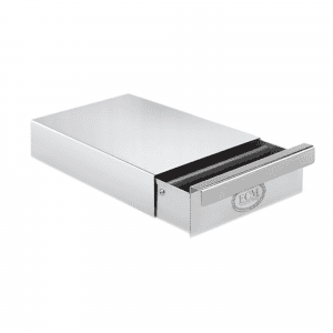 ECM Sudschublade Knock Box Drawer L polierter Edelstahl Schrägansicht