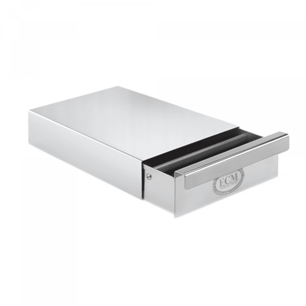 ECM Sudschublade Knock Box Drawer L polierter Edelstahl Schrägansicht