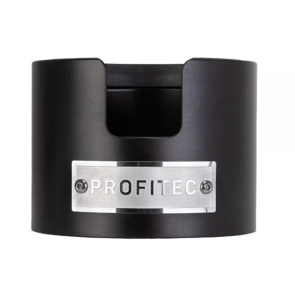 Profitec Tamperstation Schwarz Aluminium mit Logo Ansicht