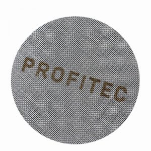 Nahaufnahme Profitec Filter Screen Edelstahlgewebe mit Logo – Präzisions-Mesh für gleichmäßige Extraktion