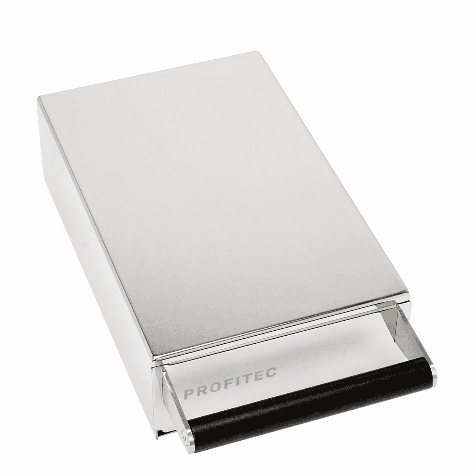 Profitec Sudschublade polierter Edelstahl mit schwarzem Griff