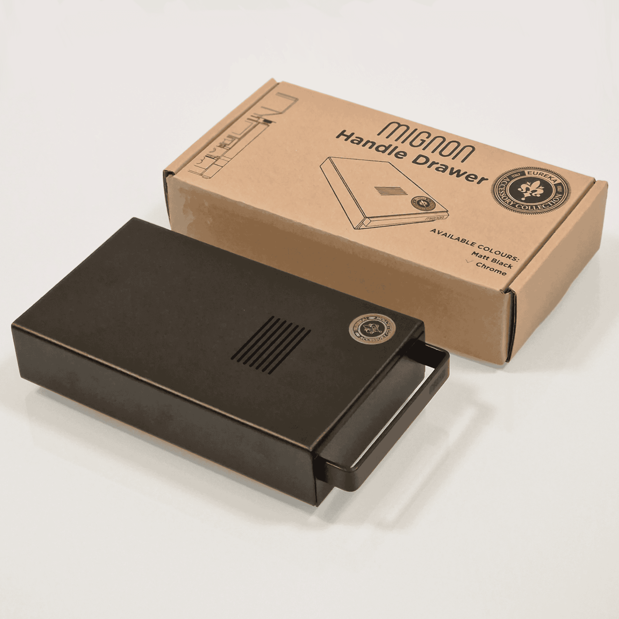 EUREKA Knock Box Drawer Schwarz mit Verpackung