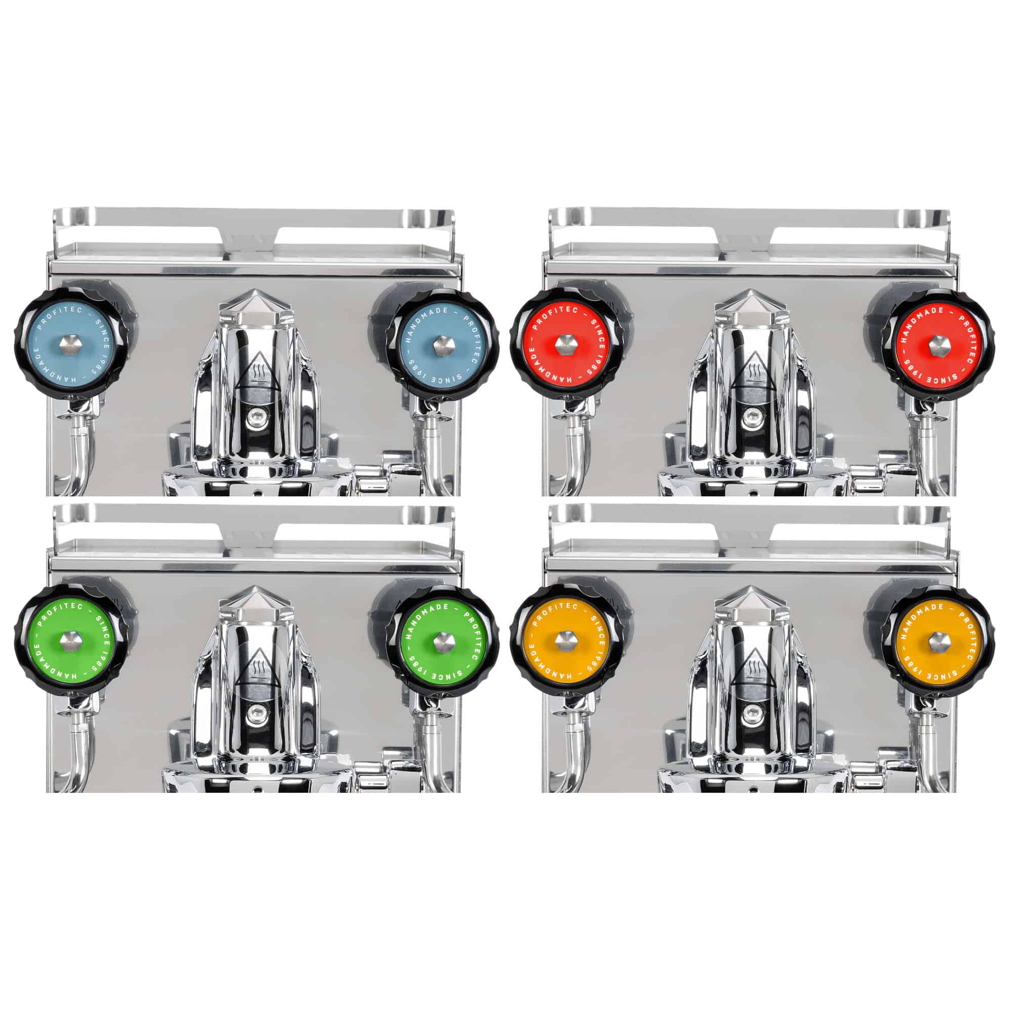 Profitec PRO 400 mit farbigen Ventilplättchen Disclets in Blau, Rot, Gelb und Grün