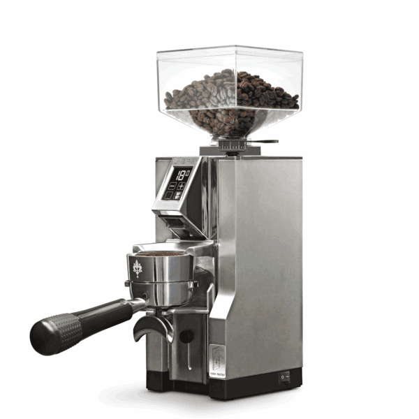 Eureka Mignon Libra Chrom 16CR Kaffeemühle mit Siebträger und Bohnenbehälter