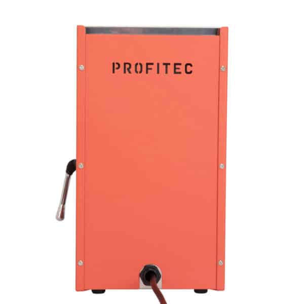 Rückseite der Profitec GO Red mit Profitec-Logo und Dampflanze