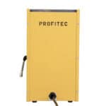 Rückseite der Profitec GO Yellow mit Profitec-Schriftzug und Dampflanze