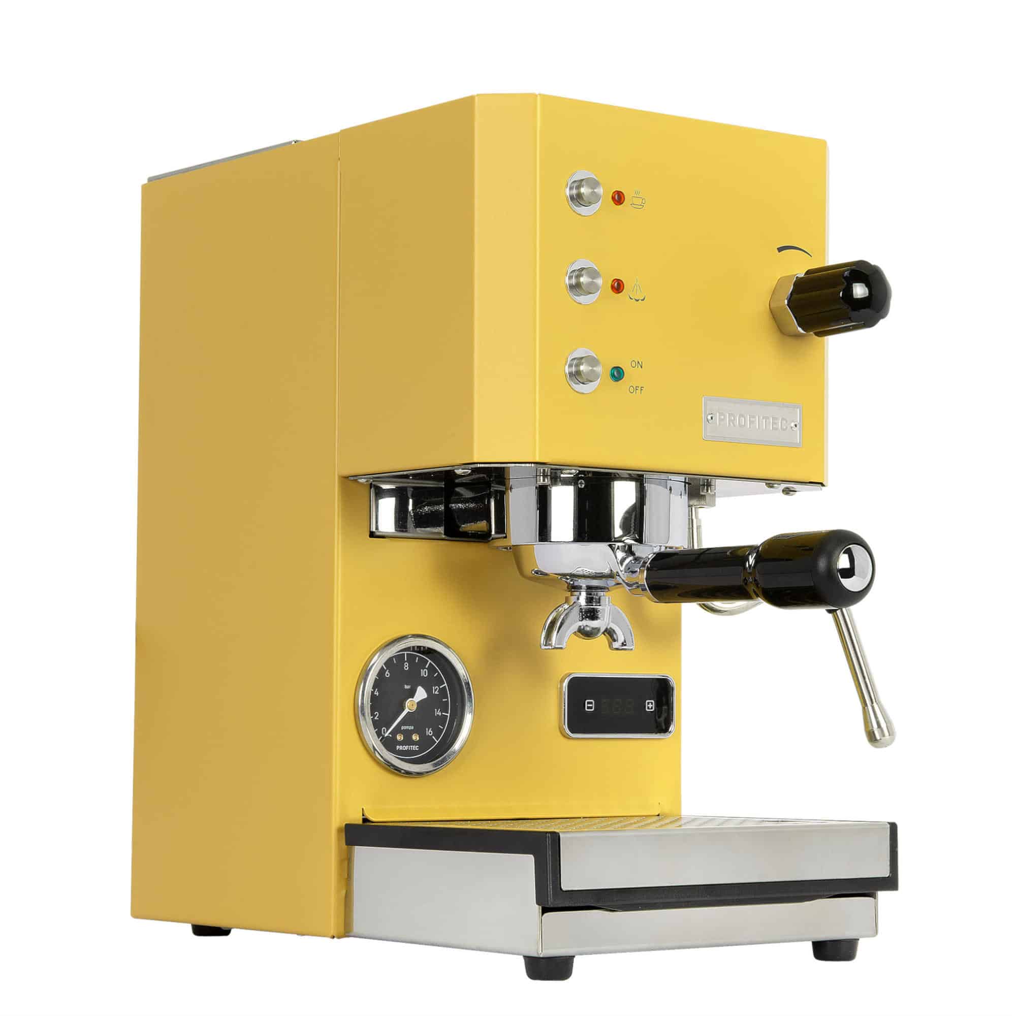 Profitec GO Yellow Gelb Siebträgermaschine schräg vorn links gesehen