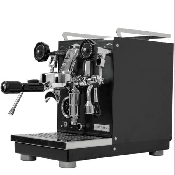 Profitec PRO 400 Full Black Edition Seitenansicht links – kompakte Siebträgermaschine