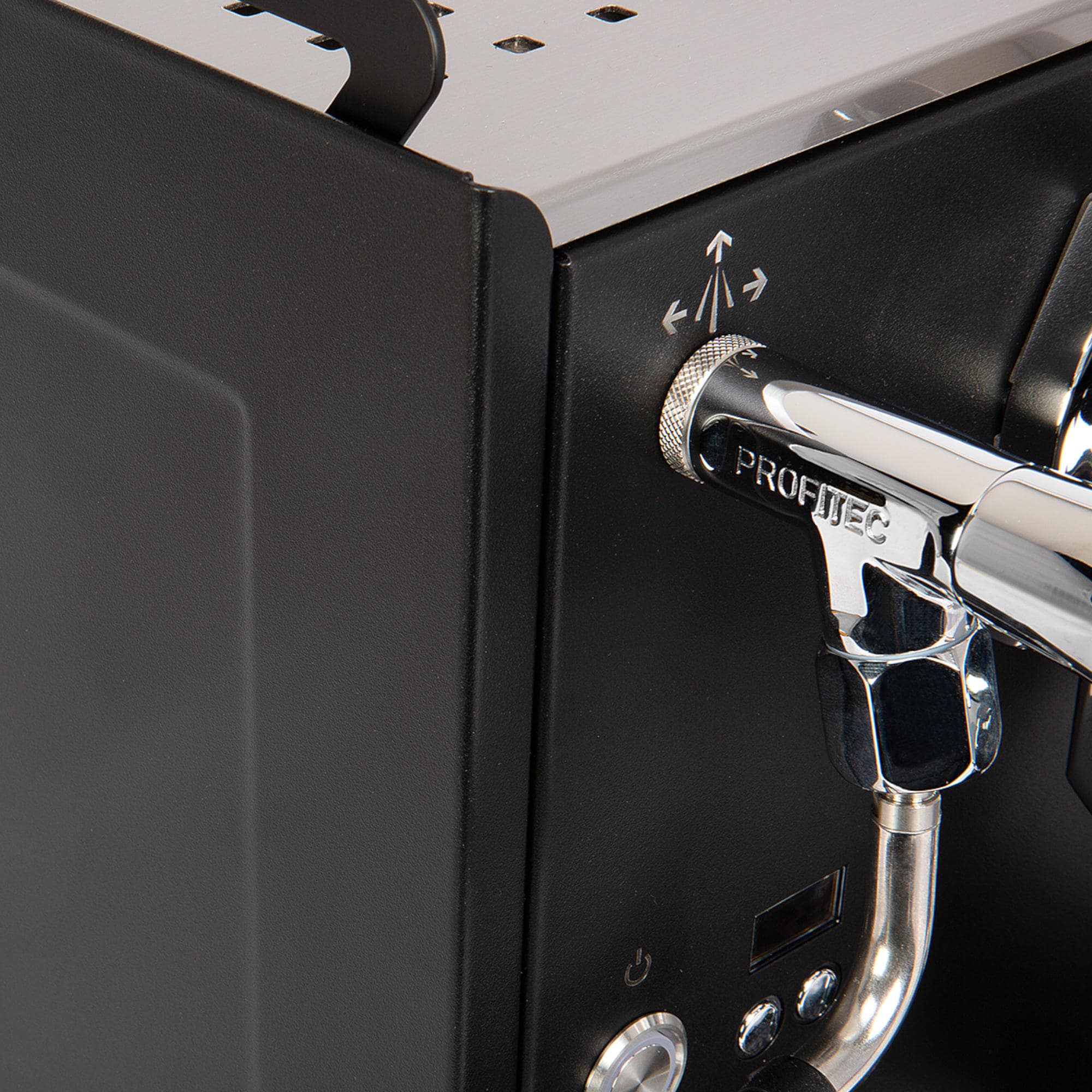 Seitenansicht Profitec RIDE Full Black mit Dampfrohr