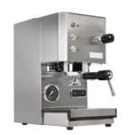 Frontansicht der Profitec GO Satiniert mit Siebträger und Bedienfeld