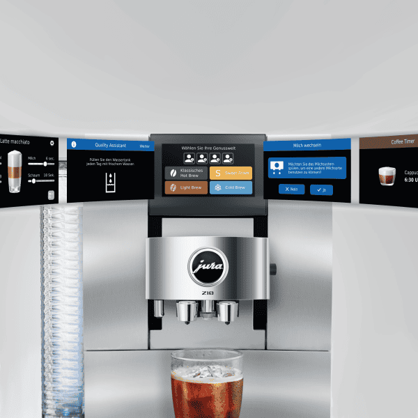 JURA Z10 Aluminium White Frontansicht mit beleuchtetem Touchdisplay