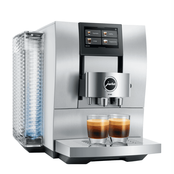 JURA Z10 Aluminium White mit zwei Tassen Kaffee gleichzeitig