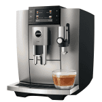 JURA E8 Midnight Silver Kaffeevollautomat mit Espresso Glas