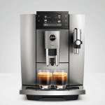 JURA E8 Midnight Silver Front mit zwei Tassen