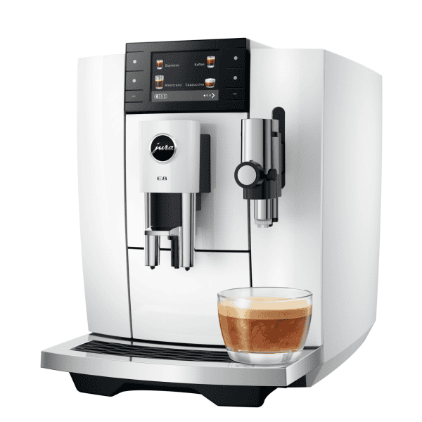 JURA E8 Piano White ED Kaffeevollautomat mit Espresso Glas