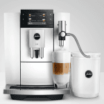 JURA E8 Piano White ED mit Milchbehälter