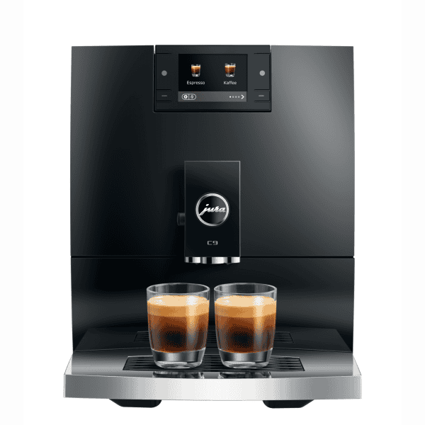 JURA C9 Piano Black (EA) mit zwei Latte Macchiato Gläsern