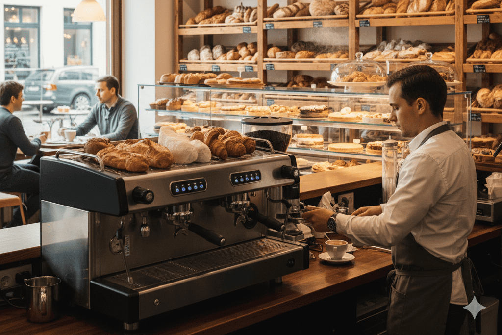 Gewerbliche Espressomaschine bei der Bäckerei Kettinger