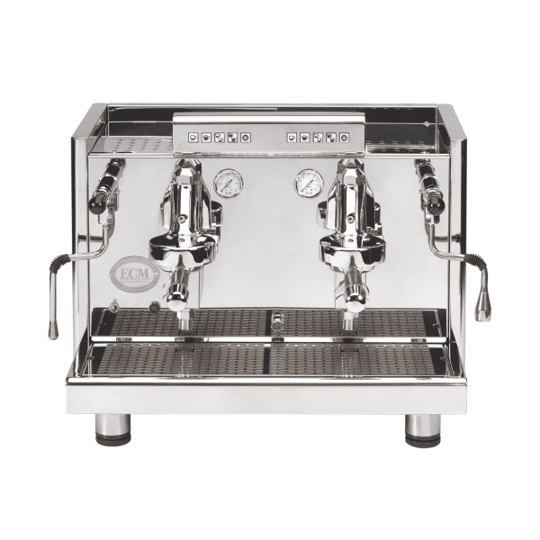 ECM Elektronika Profi DUE Doppel-Siebträger Espressomaschine Edelstahl – Frontansicht