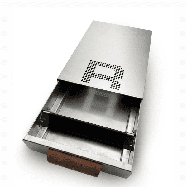 ROCKET Sudschublade Steel-Wood geöffnet – Knock Box mit Innenansicht