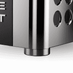 Detailaufnahme des Edelstahlgehäuses der Rocket Appartamento TCA Inox Black