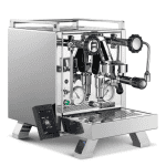 Rocket R58 Cinquantotto Edelstahlmaschine seitliche Ansicht mit Dualboiler-Technik