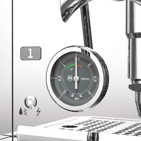Rocket Mozzafiato V Fast Heat Manometer und Bedienelemente