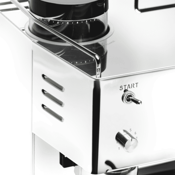 Quick Mill Pegaso Edelstahl Gehäuse Detailansicht Seitenprofil