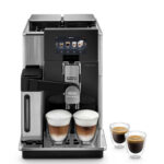 DeLonghi Maestosa EPAM960.75.GLM Studioaufnahme mit Milchgetraenken und Espresso