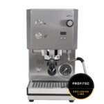 PROFITEC GO 2.0 Exclusive Line Siebträgermaschine aus satiniertem Edelstahl in der Frontansicht